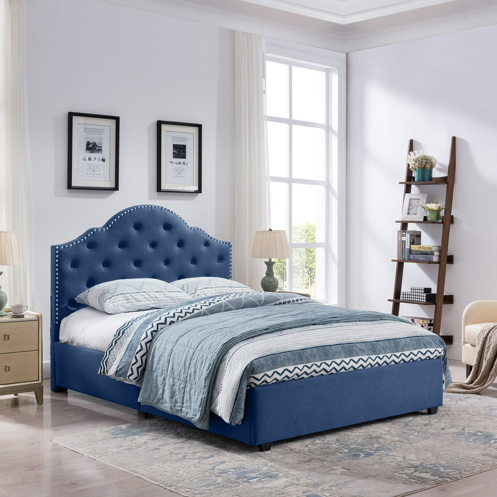 Noble House Allyssa Contemporary Fabric Button-Tufted Upholstered Queen