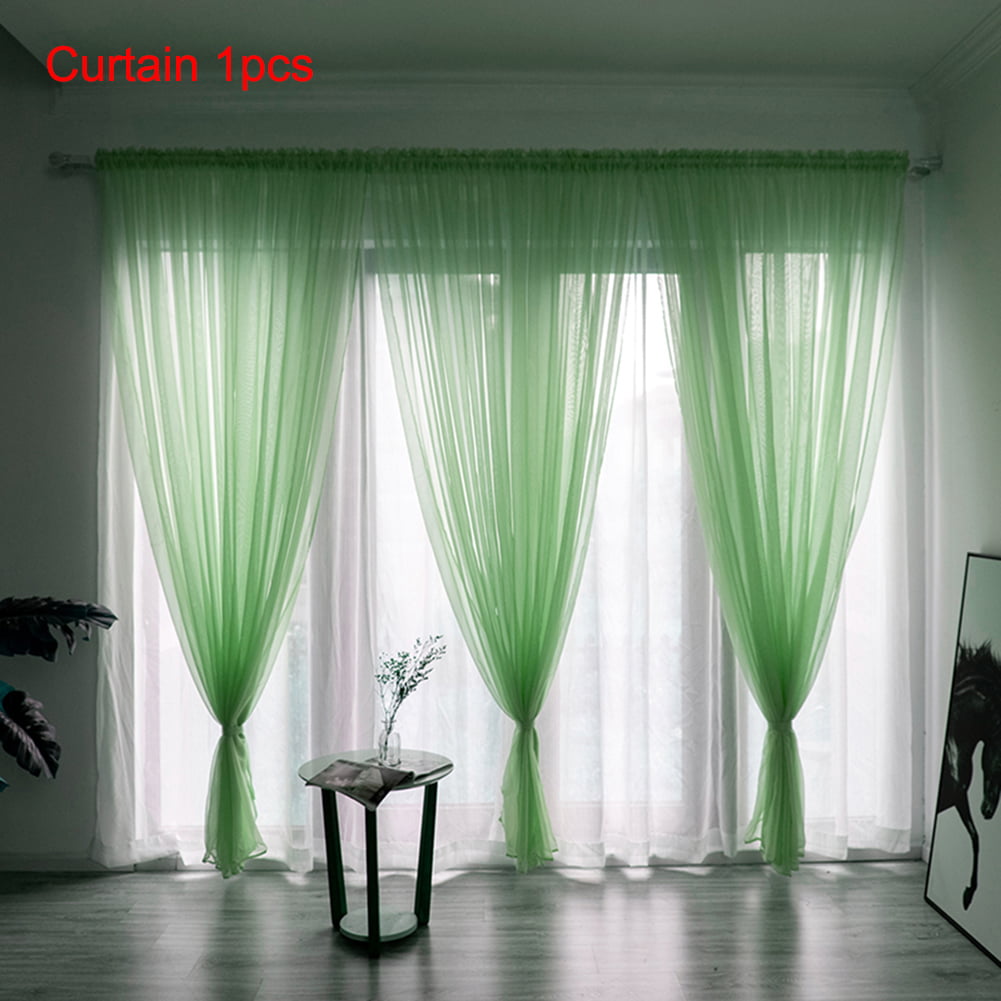 2 PCS Living Room Tulle Door Window Curtain Drape Panel Sheer Scarf Valances XI 