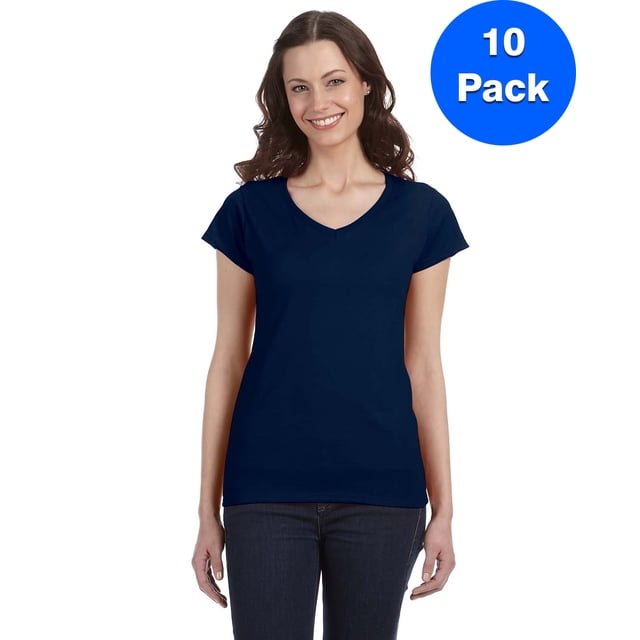 Gildan Women's SoftStyle Fitted V-Neck T-Shirt - G64VL (Pack Of 10)