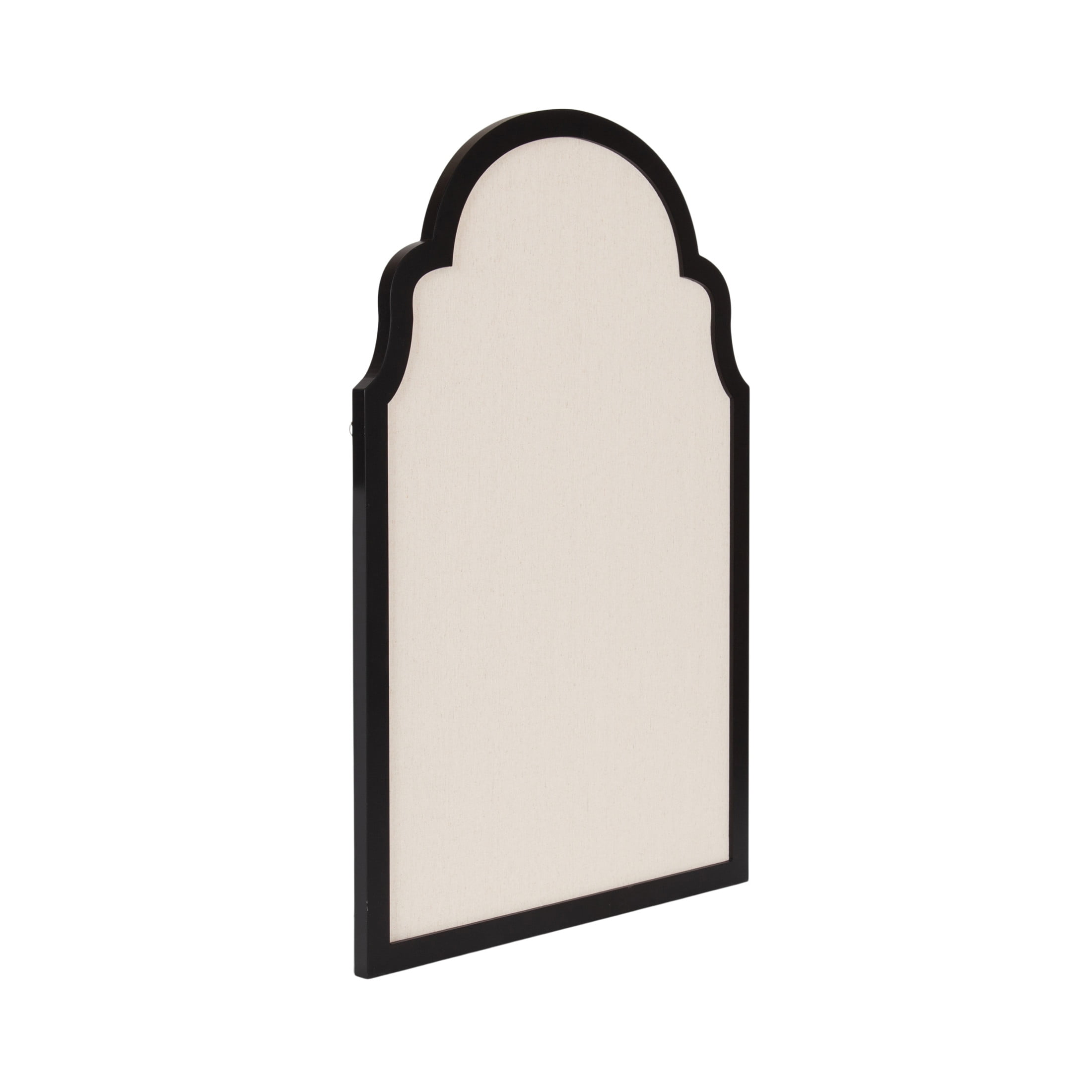 Kate and Laurel Holbrook Glam Framed Moroccan Arch Fabric Pinboard, 24 x 36, Black, Decorative Modern Scallop Arched Bulletin Board for Use as Vision Board or Wall Organization