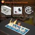 thumbnail image 6 of Gyutei44-in Rectangle 50,000 BTU PE Rattan Propane Fire Pit Table with Lid, Non-Glass Wind Cover, 6 of 7
