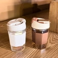 thumbnail image 5 of Reusable Coffee Cup Drinkware Thermal Coffee Cup to Carry Cute Mug Espresso Cups Glass Tea Good Teaware Cold Iced Portable Bar (Amber,301-400ml), 5 of 7