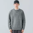 thumbnail image 4 of Suéter de punto con capucha de color liso para hombre, ropa para hombre, jersey liso, estilo coreano, talla grande, tops ajustados de algodón, 4 of 5