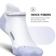Feetures Elite Max Cushion No Show Tab Ankle Socks - Sport Sock with Targeted Compression - White Lilatech, S (1 Pair)