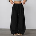 thumbnail image 2 of Gyexs Women Pleated Dress Pants Loose Stretch Dress Work Sweatpants Loose Wide Leg Palazzo Trousers Womens Winter Clothes, #04 Black, Size XL, 2 of 7