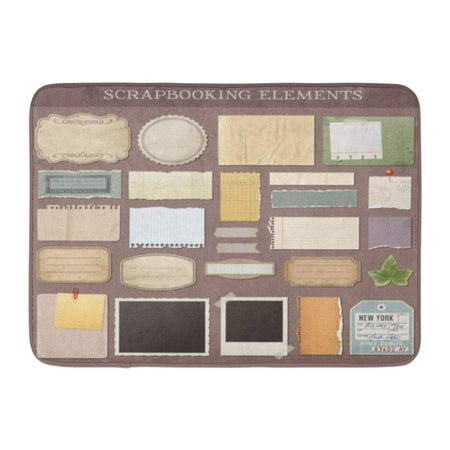Black Label Collection - GODPOK Yellow Label White Book Collection of Various Scrap Booking Brown Old Black Effect Rug Doormat Bath Mat 23.6x15.7 inch