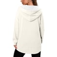 thumbnail image 5 of Quarter Zip Pullover for Women Lightweight Solid V-Neck Sweatshirts Long Sleeve Soft Oversized Hood Sweater, 5 of 6