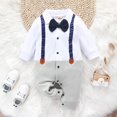 thumbnail image 4 of KTMKH Baby Girl Boy Outfit Boys Gentleman Suit Bowtie Romper Patchwork Colour Long Sleeve Toddler Romper Jumpsuit Onesie Bodysuit Jumpsuit For 9-12 Months, 4 of 9