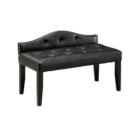furniture of america olivia faux leather bedroom bench in black