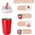 thumbnail image 5 of 12.6 oz Travel Coffee Mug Stainless Steel Vacuum Cup, Leak Proof Reusable Double Walled Coffee Tumbler for Iced and Hot Drinks Red, 5 of 6
