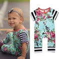 thumbnail image 2 of Penkiiy Toddler Infant Newborn Baby Girl Summer Casual Pullover Floral Jumpsuit Baby Sleep and Play Pajamas 3-6 Months Mint Green on Sale, 2 of 9