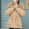 thumbnail image 2 of Breezora Women Winter Puffer Coat Thicken Lined Down Parka Outerwear for Cold Weather Comfort and Fashionable Style with Lightweight Warmth L Size Khaki, 2 of 9