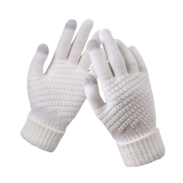Guantes de Invierno para Mujer - Guantes de Punto para Pantalla Táctil, Mitones Deportivos Impermeables y Resistentes al Viento Térmicos, Guantes Exteriores Aislantes Lisos de Terciopelo Grueso