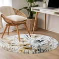 thumbnail image 4 of Round Rugs 4Ft, Brown Retro Floral Round Area Rug Washable Indoor Throw Carpet, Spring Botanical Wildflowers Soft Non Slip Circle Rug for Kitchen Nursery Room Home Decor Aesthetic, 4 of 8