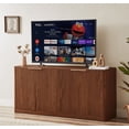 thumbnail image 4 of UZUGUL 4-Door Fluted Suction Sideboard, Walnut, Wave Groove Front, Multi-Use Cabinet, 4 of 7