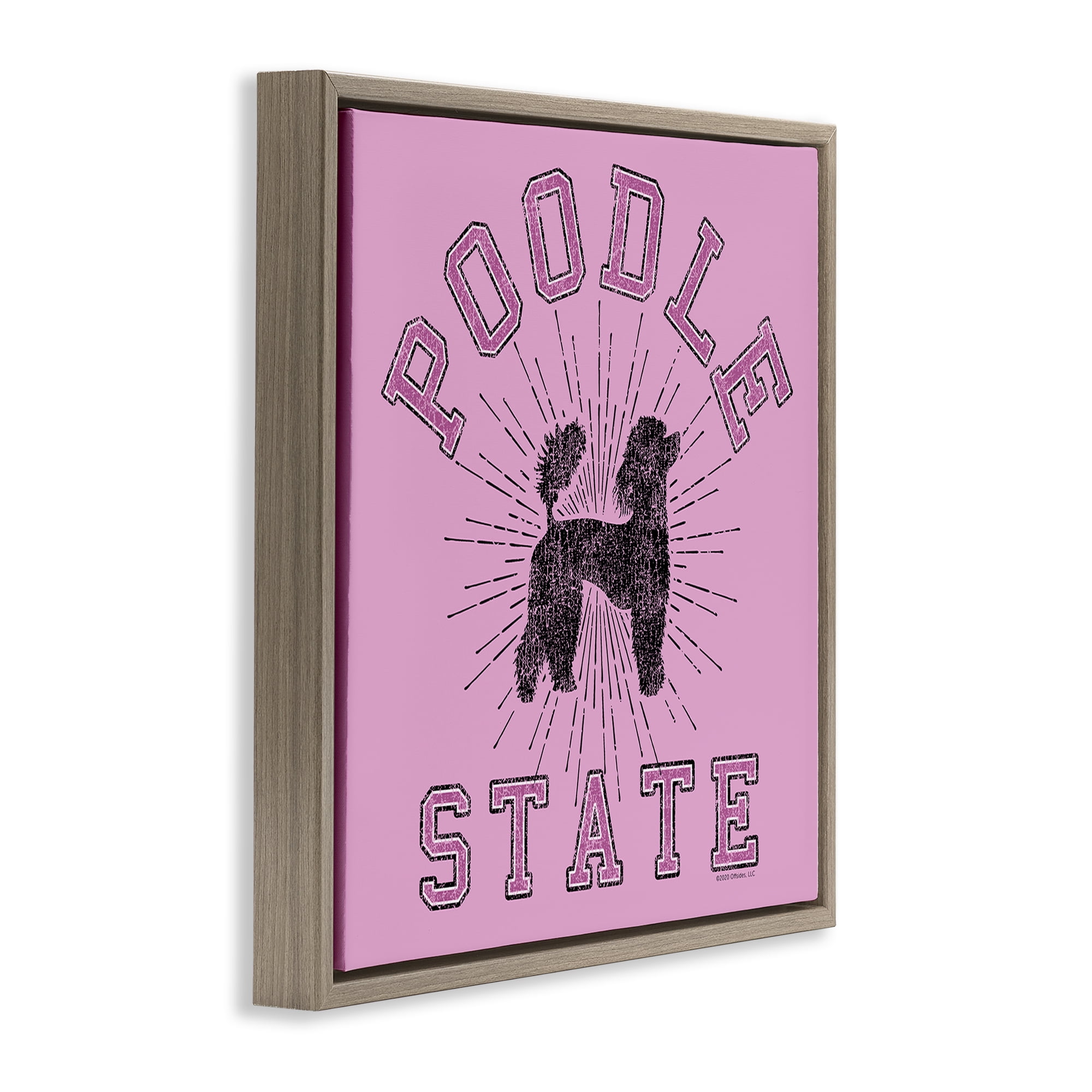 Stupell Industries Varsity Style Poodle State Novelty & Humor Painting Brown Floater Framed Canvas Art Print Wall Art, 18 x 18