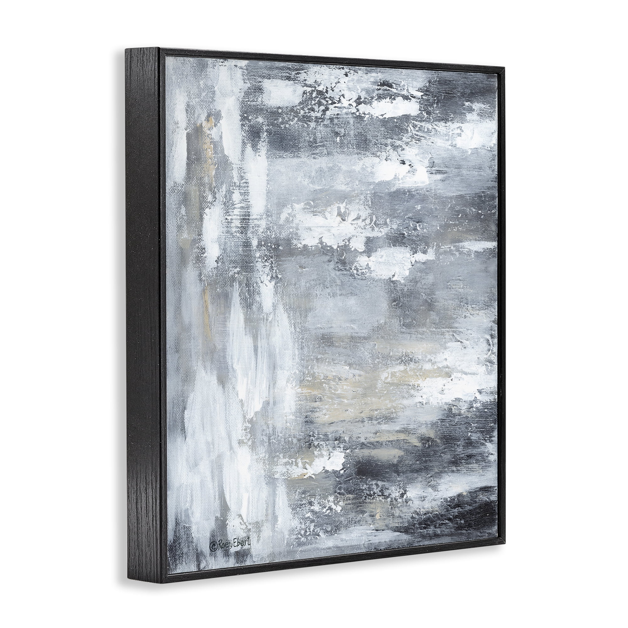 Stupell Industries Grey Brushed Abstraction Abstract Painting Black Framed Art Print Wall Art, 11 x 14