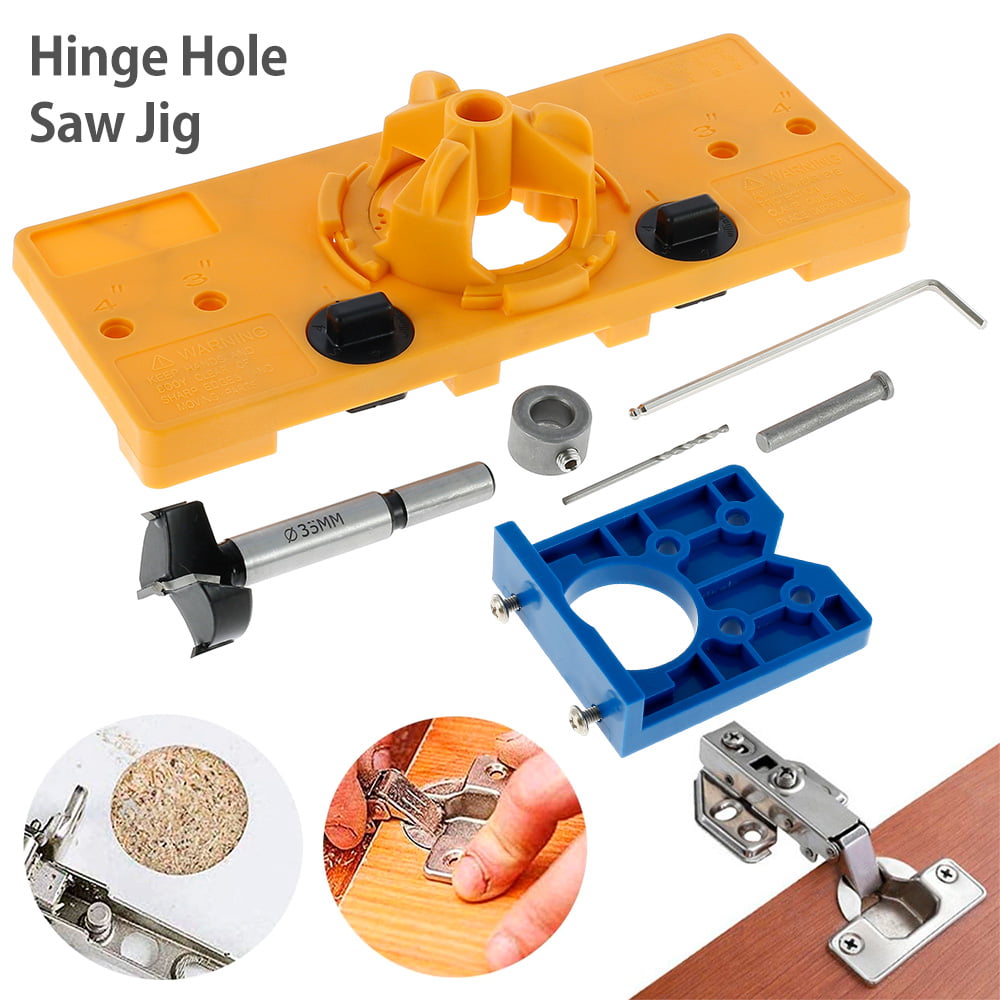 35mm Concealed Cabinet Hinge Jig Wood Hole Saw Drill Locator Guide Tool Kit 