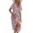 thumbnail image 2 of Jaimenalin Women'S Floral Long Dress Short Sleeve Wrap V Neck Ruffle Long Flowy Beach Dresses 109102 XL, 2 of 9