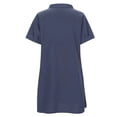 thumbnail image 5 of YDFCWXW Womens Short Sleeve Cotton Linen Shirts Button V Neck Loose Summer Tops Plus Size Solid Pullover Blouses Navy, L, 5 of 8