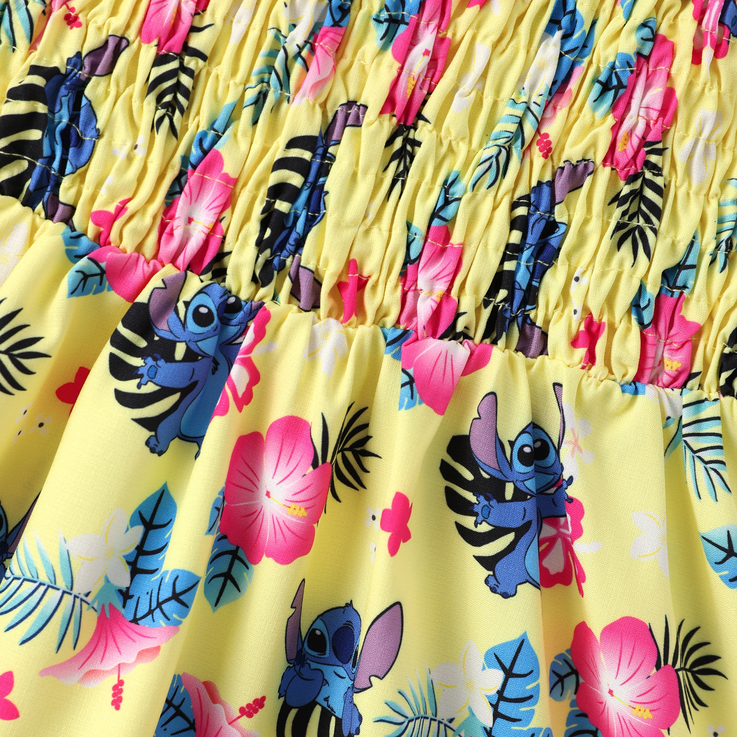 Disney Girls Dresses Stitch Hawaiian Flower Floral Sundress Spaghetti Strap Birthday Summer Dress Toddlers Kids 3-4T