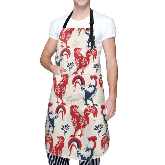 Kdxio Roosters Apron with Pockets Adjustable Kitchen Aprons for Men Women Waterproof Aprons for Cooking,Drawing,Crafting, Baking Household Cleaning