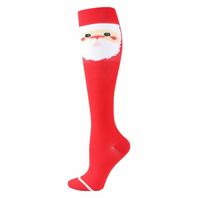 Chaussettes de Mollet Imprimées de Noël, Tube Long, Chaussettes Jusqu'aux Genoux, Bas, Bas de compression Multicolores