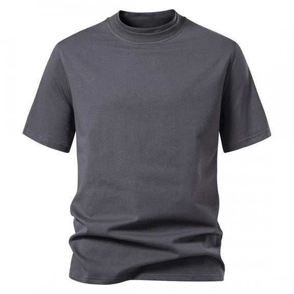 Qgtaibl Summer T-Shirt for Men Crew Neck Short Sleeve Tops Solid Color Basic Tee Casual Comfy Everyday Shirts Dark Gray,S