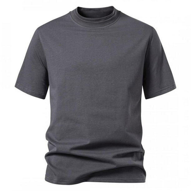 Camisetas de Manga Larga para Hombre Mezcla de Algodón Camiseta de Tamaño Grande de Ajuste Suelto, Camiseta Casual de Color Sólido con Cuello de Montones
