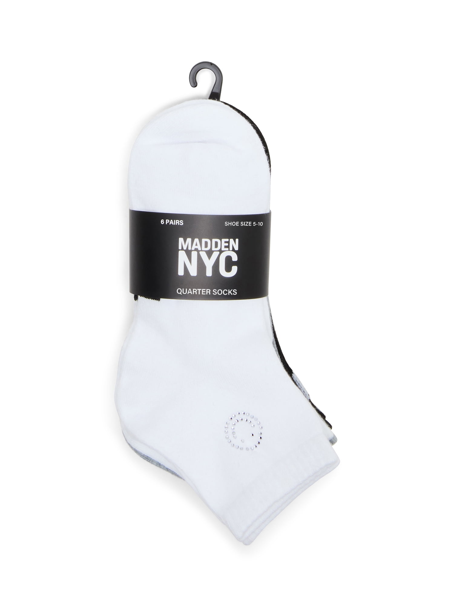 Madden NYC Women's Quarter Sock, 6-Pack, Fits Shoe Size 5-10