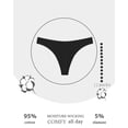thumbnail image 5 of Finetoo Cotton Underwear for Women Soft Low Breathable Thongs for Womens Stretch Ladies Panties Thong 12 Pack S-XXL Black, 5 of 6