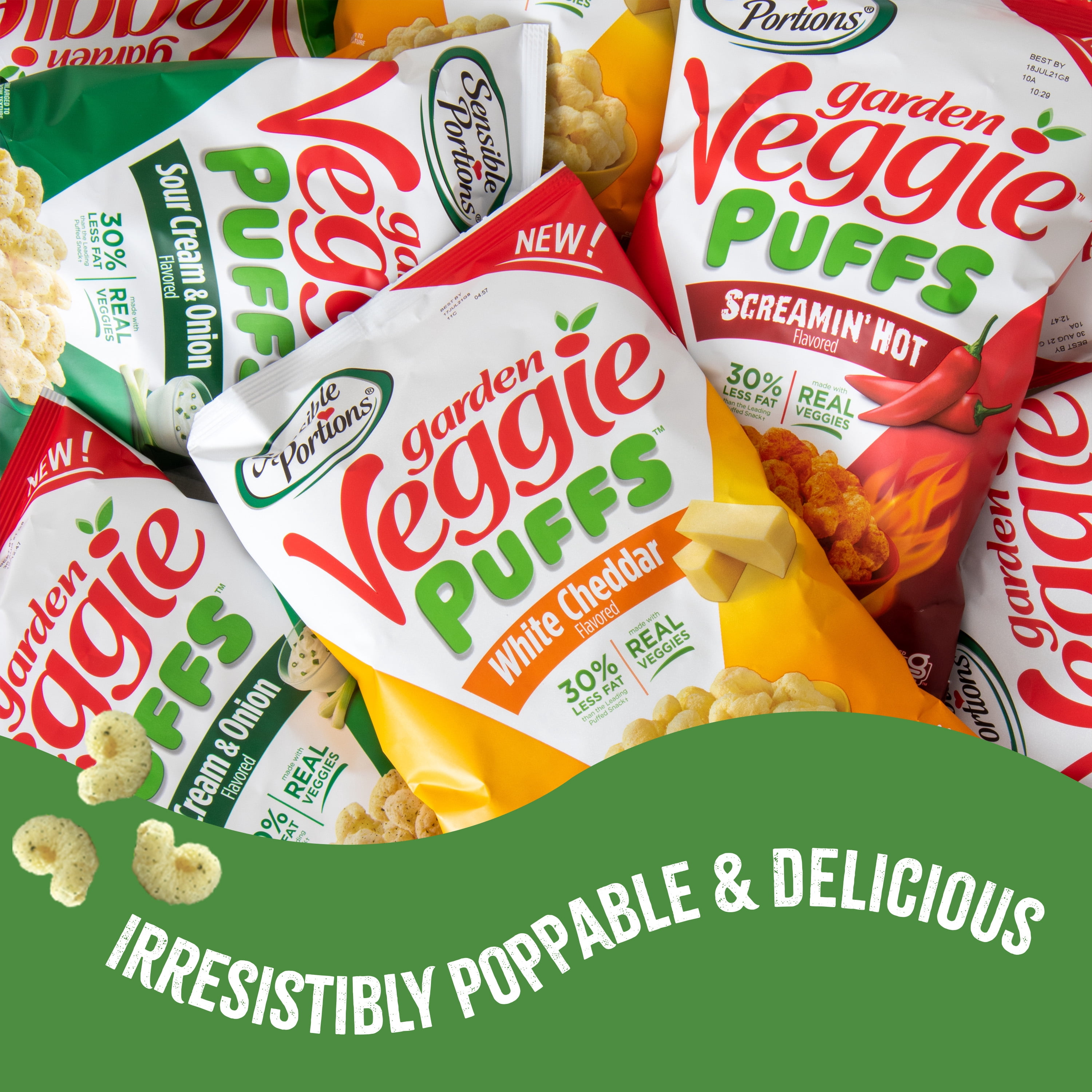Sensible Portions Garden Veggie Sour Cream & Onion Snack Puffs, 3.75 oz