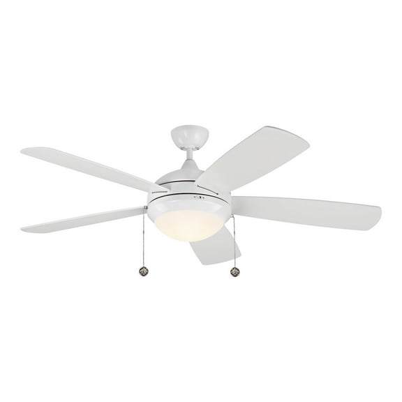 Monte Carlo 5DIC52WHD-V1 Discus Classic 52" Ceiling Fan with Advanced LED Light and Pull Chain, 5 Blades, Matte White