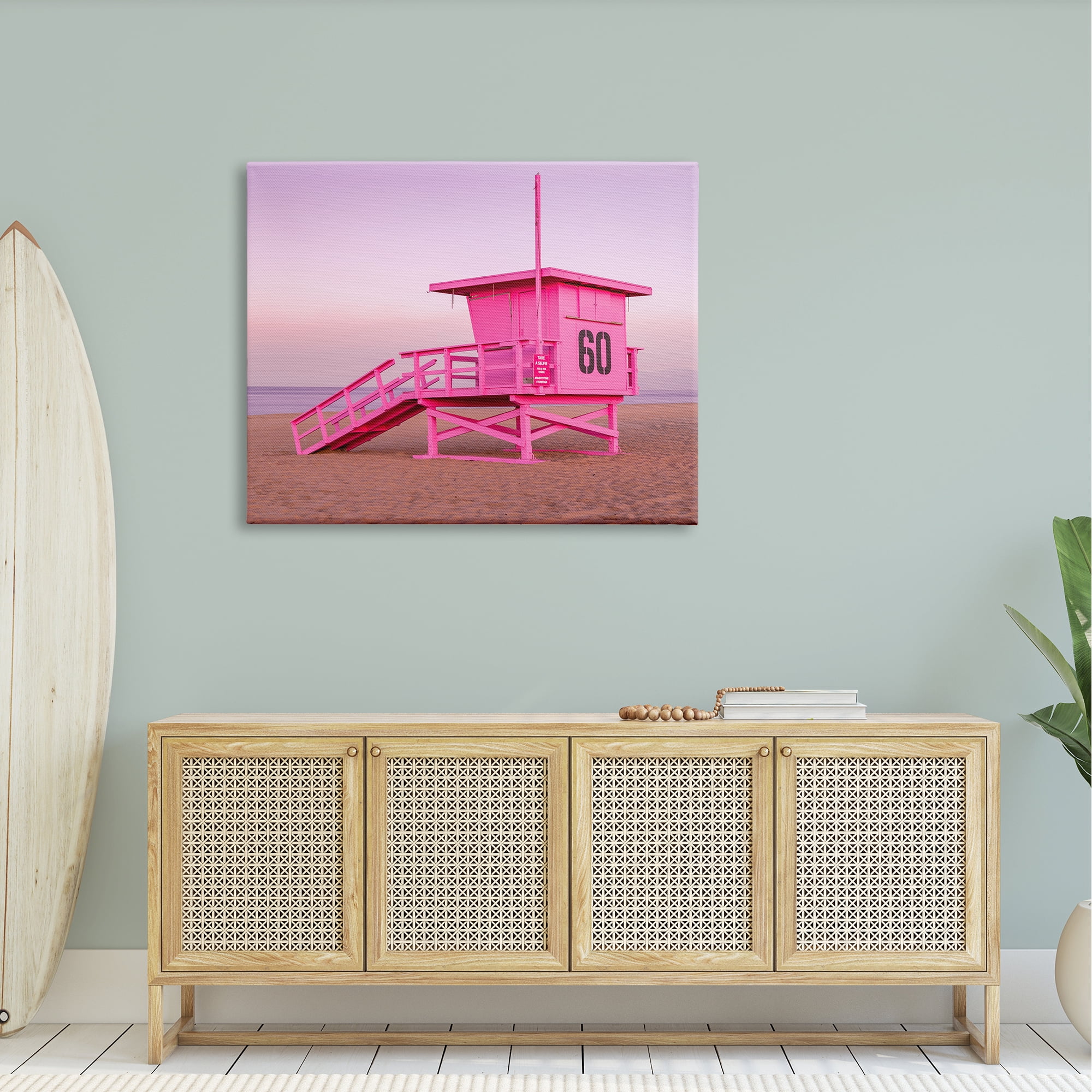 Stupell Industries Pink Beach Shack Photography Purple Sky Coast Photograph Gallery Wrapped Canvas Print Wall Art, Design by Jeff Poe Photography