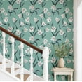 thumbnail image 2 of S4Sassy Lily Flower Wallpaper - Turquoise Wall Covering, 25" x 240" Self-Adhesive Vinyl Wall Paper, Decorative Walls Wrap, Easy DIY Walls Covering For Bedroom, Living Room, Living Space, 2 of 9