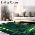 thumbnail image 2 of ODIKA 8' x 10' Machine Washable Non-Slip Area Rug, Cyberpunk grid High Traffic Rug, Green, 85320, 2 of 7