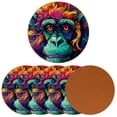 thumbnail image 2 of Monkey 6PCS Microfiber Leather Round Car Coasters - Set of 6 Drink Mats for Car Cup Holders, 11x11 cm/4.3x4.3 inches, Absorbent Auto Accessories, 2 of 6