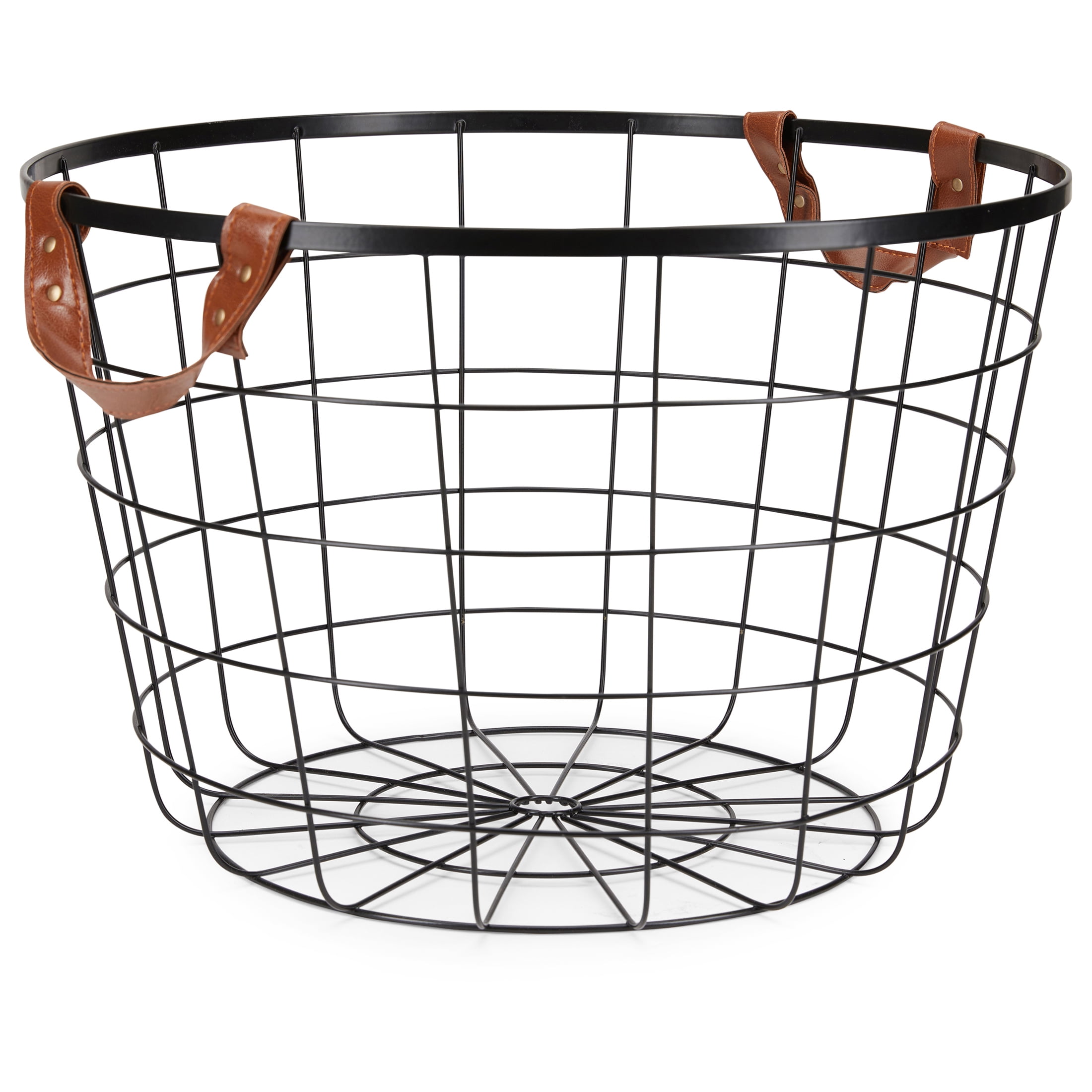 Mainstays, Round Wire Basket With Handles, Large Size, Black