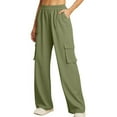 thumbnail image 2 of HAPIMO Women's Wide Leg Denim Pants High Waist Button Fashion Solid Relaxed Trousers Fit Casual Daily Green S, 2 of 8