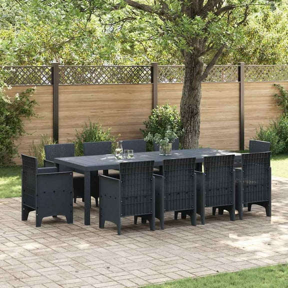vidaXL Garden Dining Set 11 pcs Anthracite Polt rattan