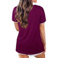 thumbnail image 4 of Women Stripe Stitching Short Sleeve Round Neck Solid Color T-shirt, 4 of 4