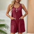 thumbnail image 2 of successthop One Pieces Rompers for Women Shorts Crewneck Sleeveless Button Pants Solid Casual Lounge Wear with Pockets M, 2 of 9