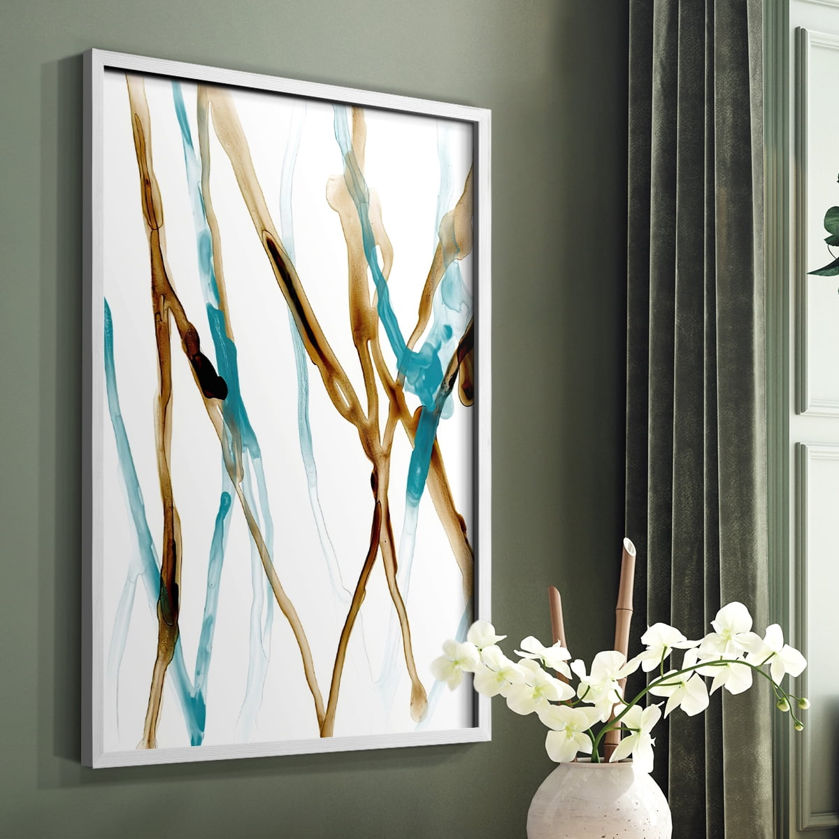Runnel XVII in White Solid Wood 11 x 14 Framed Print