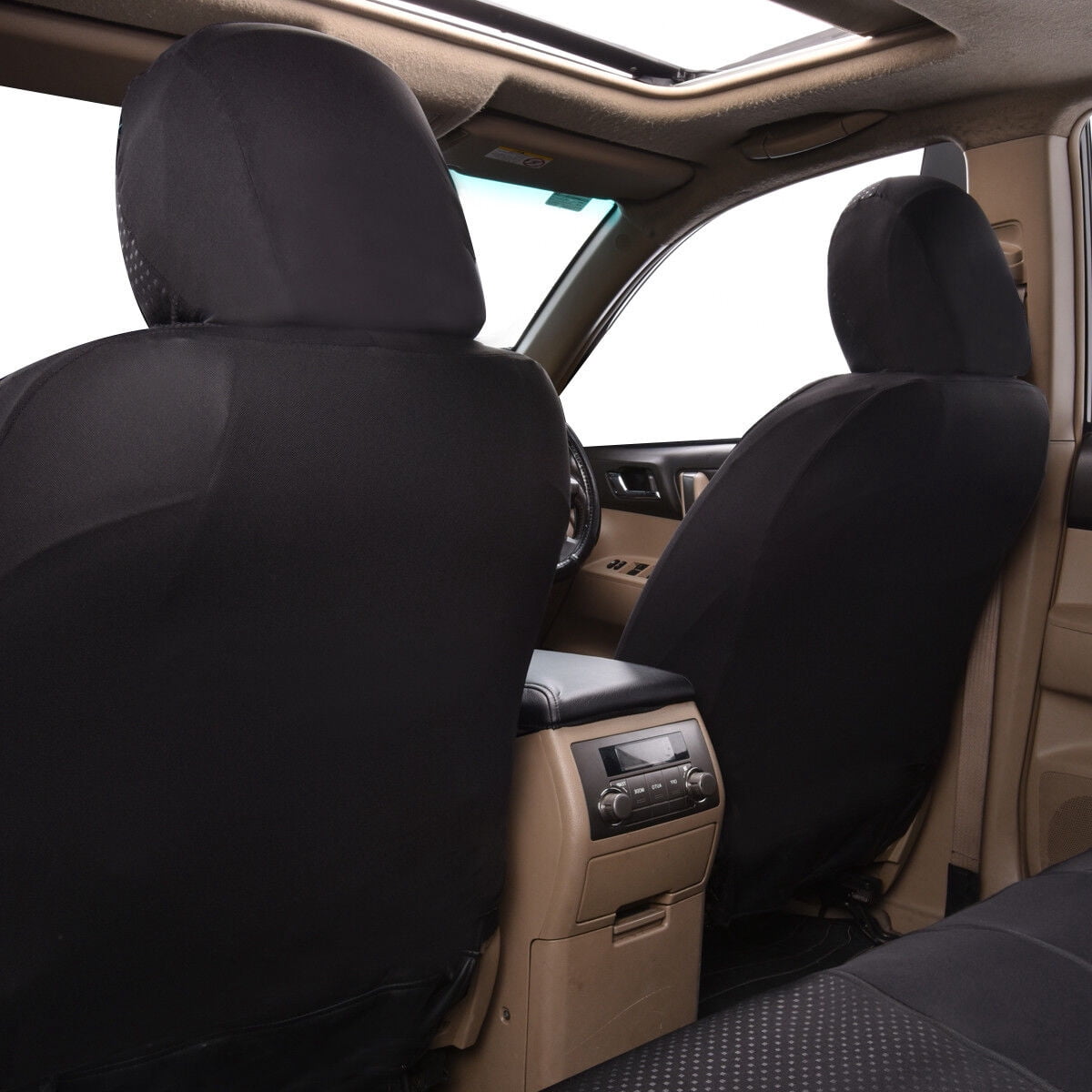 Flying Banner Universal Full Set Washable Car Seat Covers for Car Truck SUV Van Solid Black