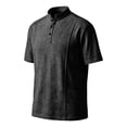 thumbnail image 6 of JTieacloth Men's T-Shirts Casual Button Down Stand Collar Short Sleeved Shirt T Shirt(Black,L), 6 of 6
