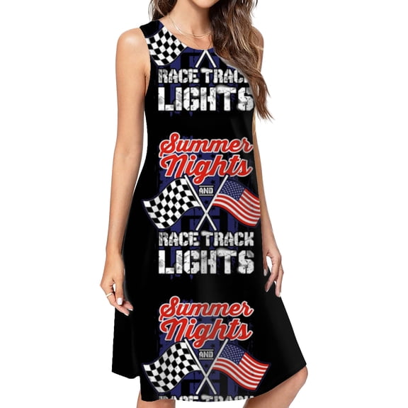 Racing Summer Nights Race Track Lights Flags Dress Elegant Party Dresses Evening Dresses Women Dress Sleeveless Dress Ladies Dresses
