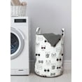 thumbnail image 3 of Cat Laundry Bag, Cool Hipster Cat Portraits with Sunglasses Funny Faces Humor Characters Doodle, Basket with Handles Drawstring Closure for Laundromats, 13" x 19", Black White Pink, by Ambesonne, 3 of 4