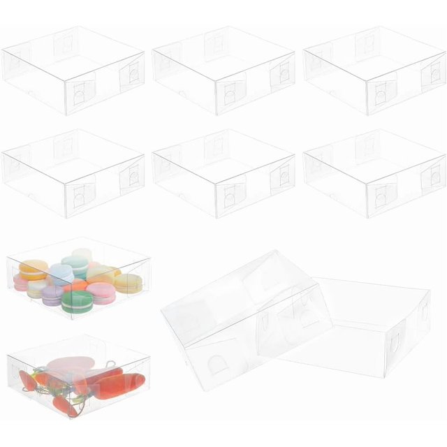 10 cajas de regalo transparentes de plástico de 6,3 x 6,3 x 2 pulgadas