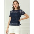 thumbnail image 2 of INSPIRE CHIC Haut en Dentelle Florale Semi-Transparente à Bord Festonné pour Femme, 2 of 6