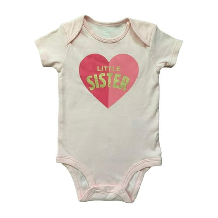 

Infant Girls Light Pink Little Sister Short Sleeve Bodysuit Creeper 9M
